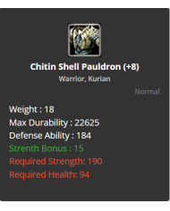 +8 Warrior Shell Set